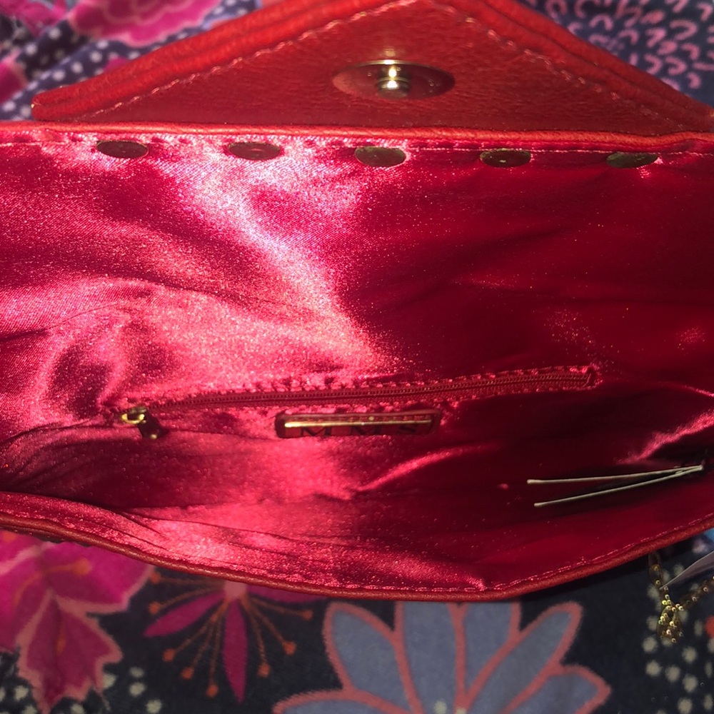 MMS Red Clutch with Gold Accents & Chain - Picture 4 of 4